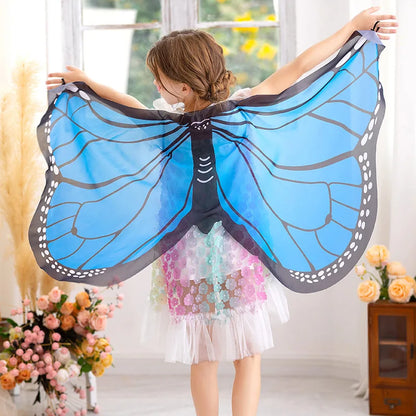 Kids Butterfly Wings Costume | Fairy Shawl & Pixie Mask Set