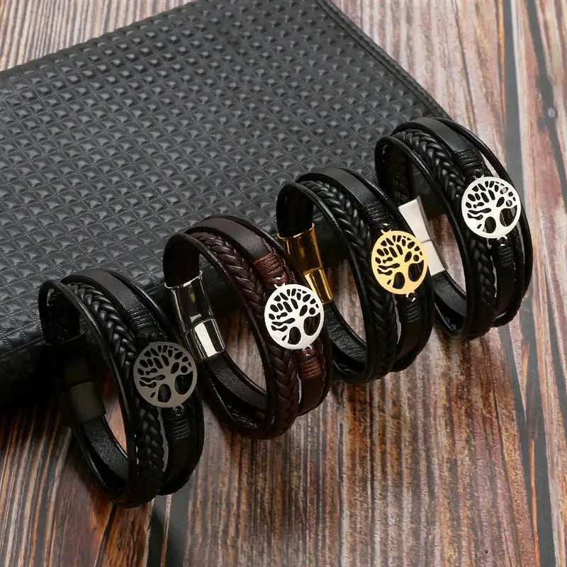 Hot Fashion Tree of Life Leather Bracelet FOR Men