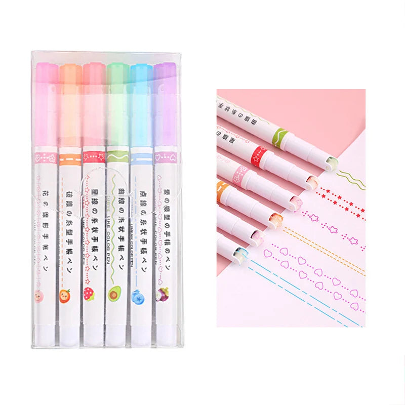 Curve Wave Line Art Marker Pens Set