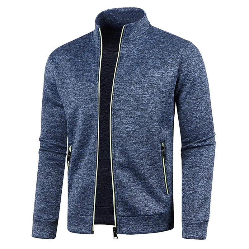 Men’s Stand Collar Cardigan – Slim Fit Knitted Sweater for Spring & Autumn