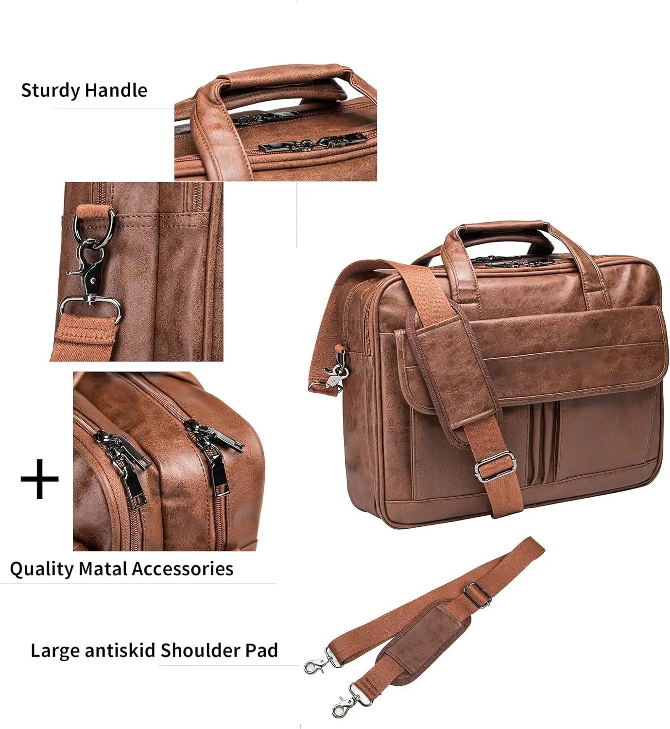 Large Capacity Briefcase for Men | Retro Classical Leather