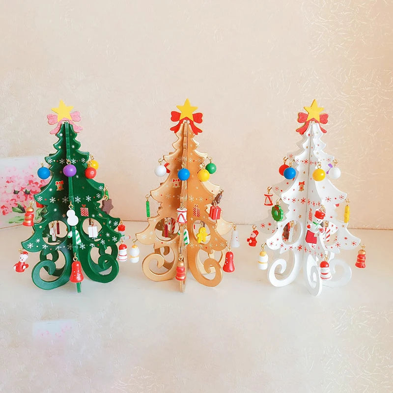 Handcrafted Wooden Christmas Tree Decoration – 3D Tabletop Ornament