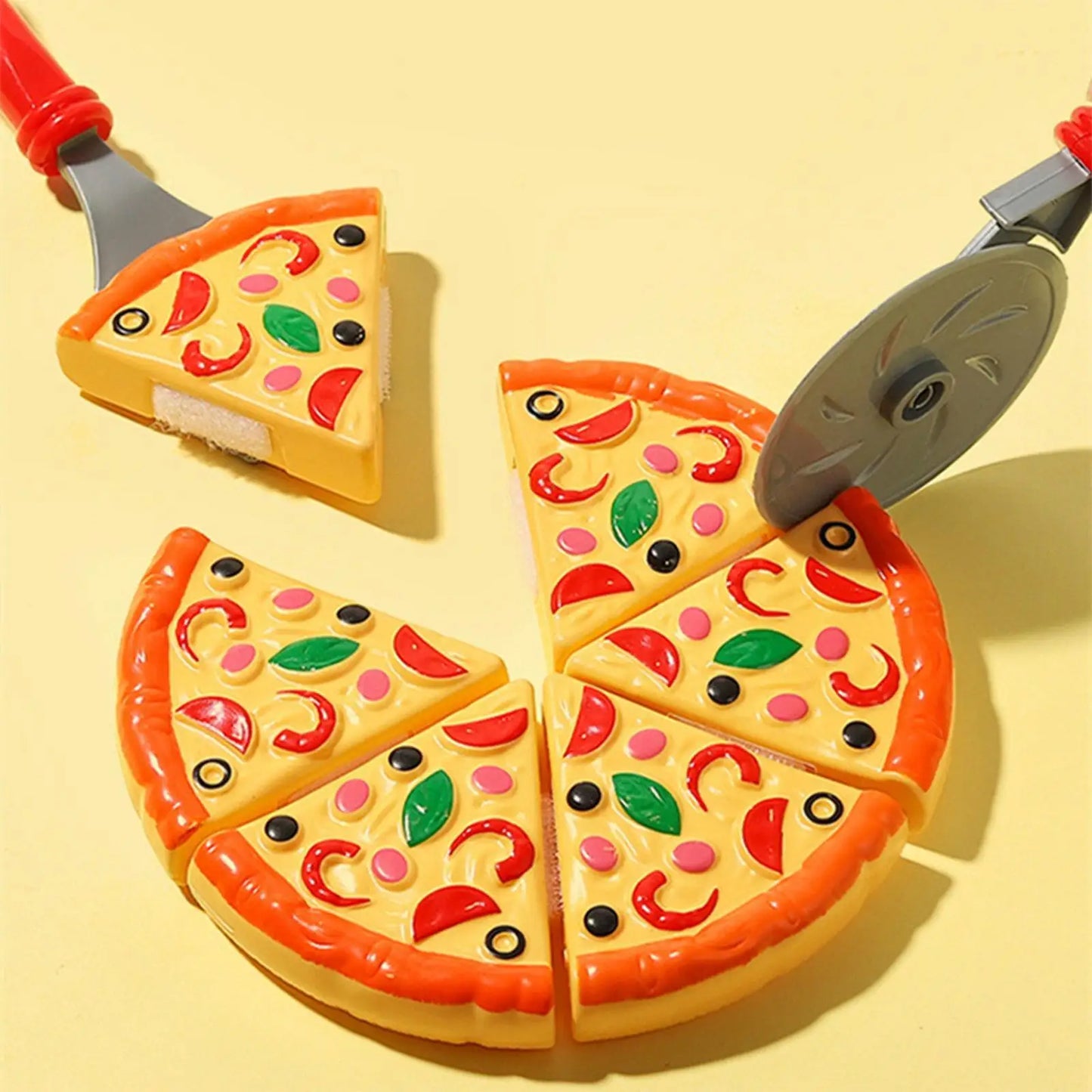 Kids Pizza Cutting Toy – Plastic Simulation Kitchen Set