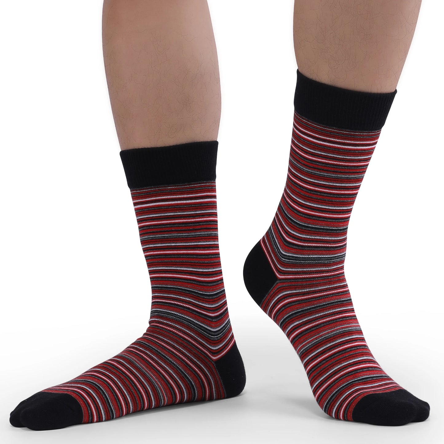 5 Pairs Mens Striped Combed Cotton Socks