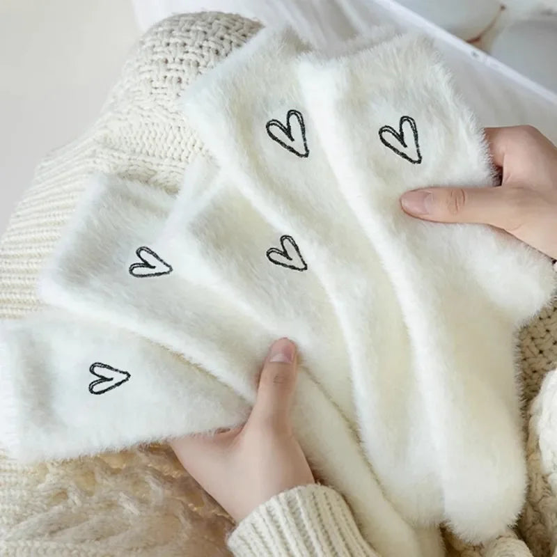 Cozy Mink Velvet Heart Socks