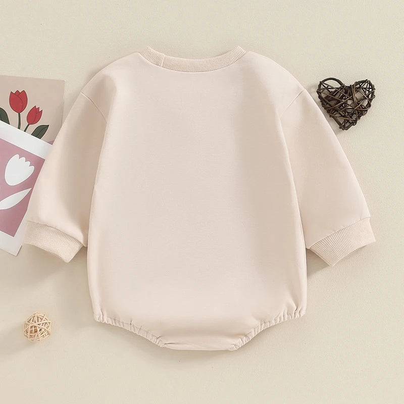 Embroidery Letter Baby Romper | Long Sleeve Cotton Bodysuit for Newborns