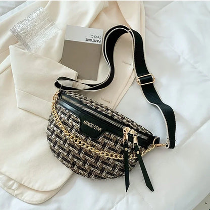 Women's Summer Woven Chest Bag - Fashion Crossbody & Waist Bag