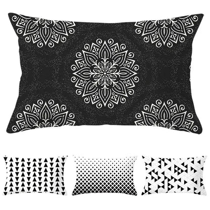 Geometric Pattern Black and White Cushion Cover – Home Decor Pillowcase