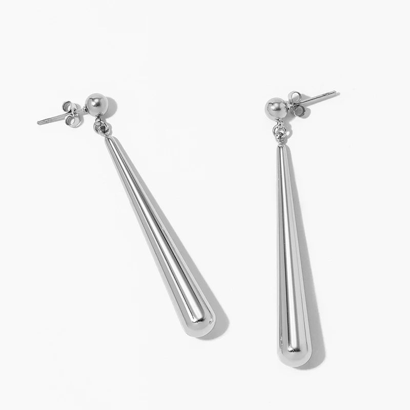 Stainless Steel Long Waterdrop Earrings for Women | Classic French Charm Jewelry