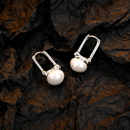 925 Sterling Silver Needle Earrings with Pearl