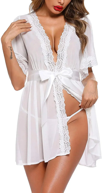 Lace Satin Nightgown – V-Neck Women’s Sleepwear