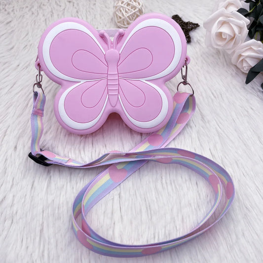 Cartoon Butterfly Crossbody Bag | Silicone Phone Pouch & Shoulder Bag for Kids | Lovely Animal Purse & Handbag