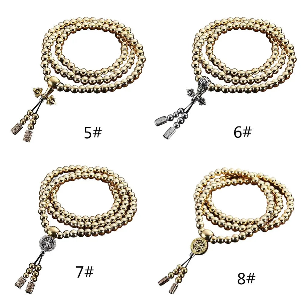 Tactical Steel Copper Chain Buddha Beads - Bracelet & Necklace