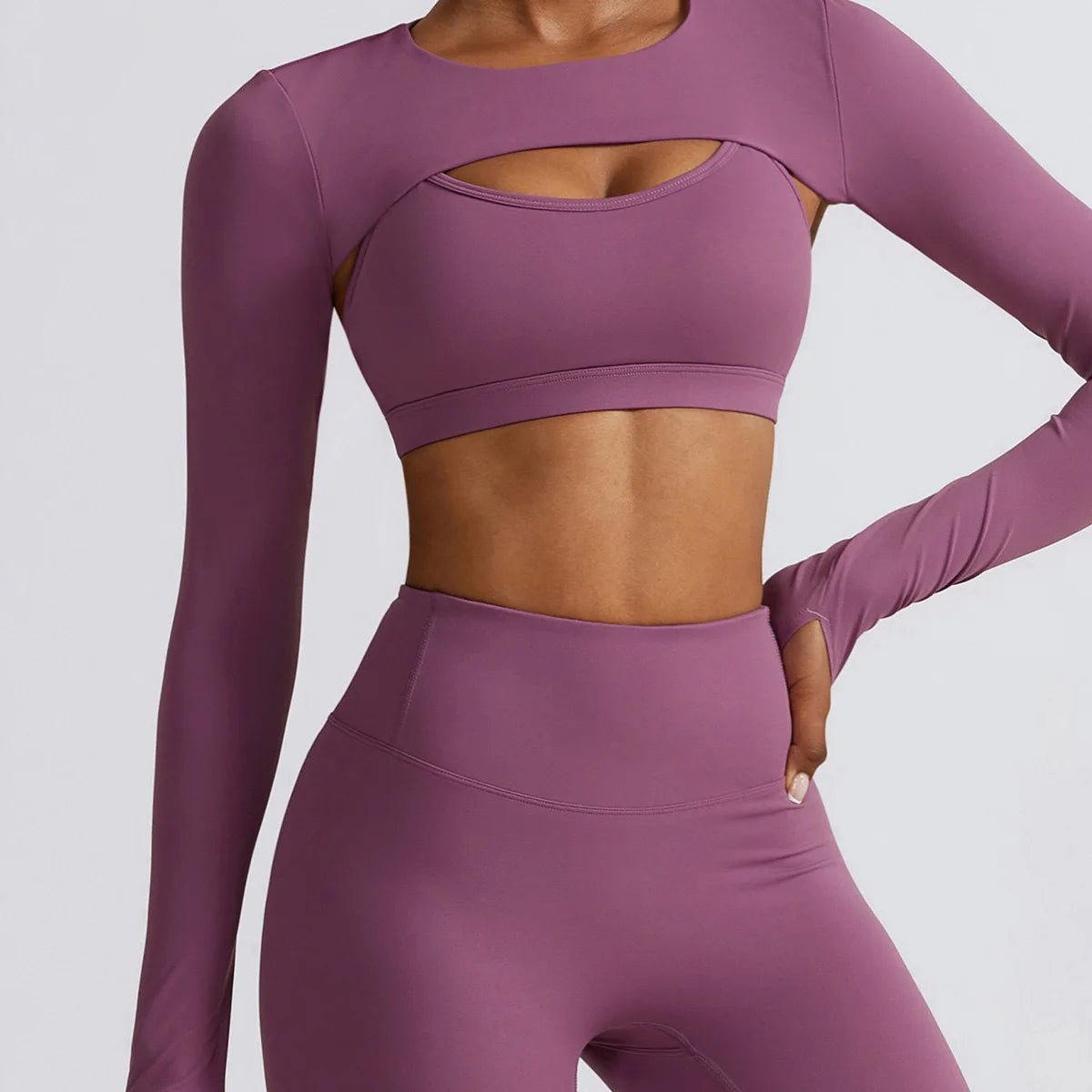 Seamless Tracksuit - Long Sleeve Yoga Set & High Waist Leggings