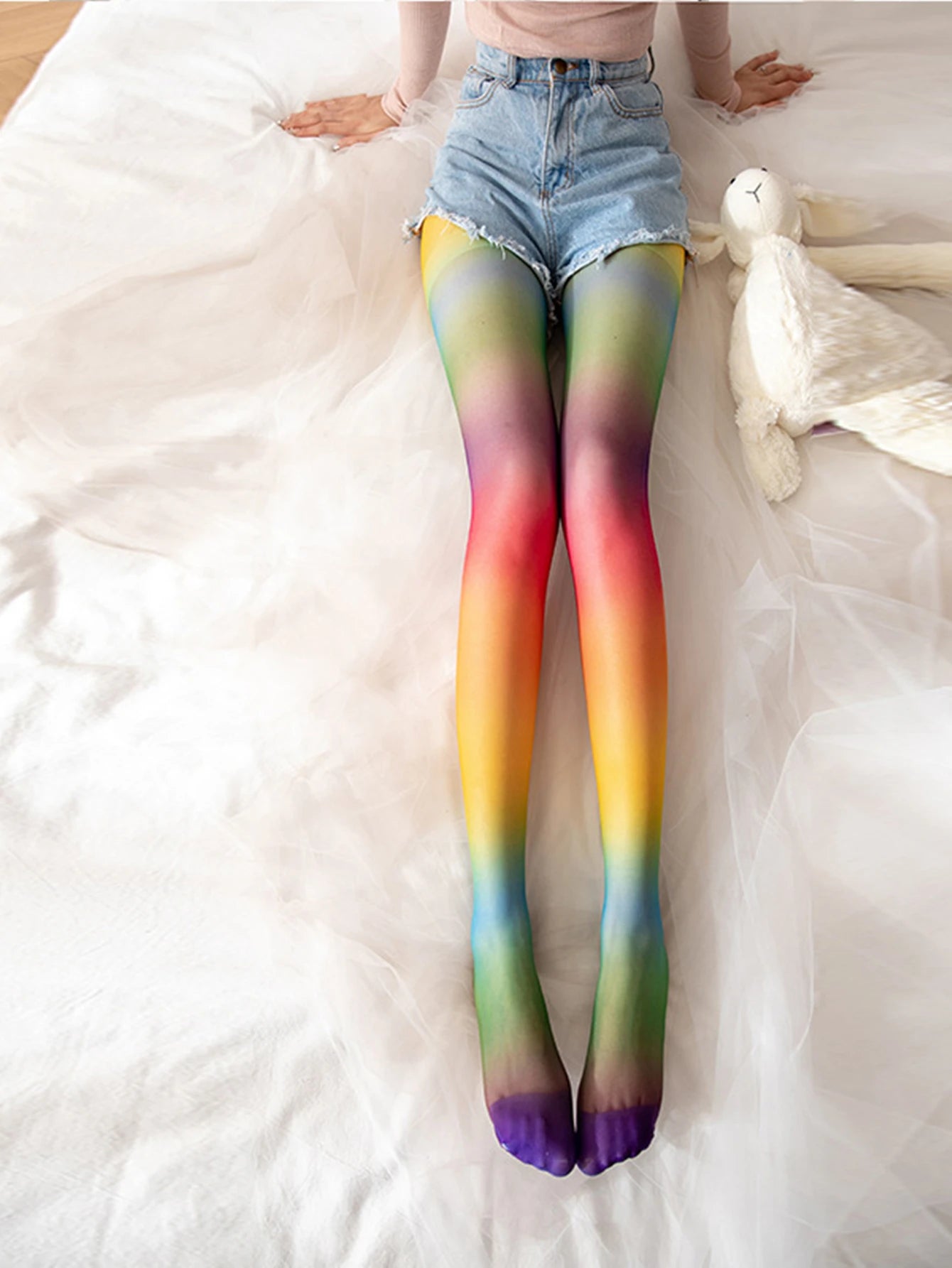 Colorful Rainbow Striped Pantyhose