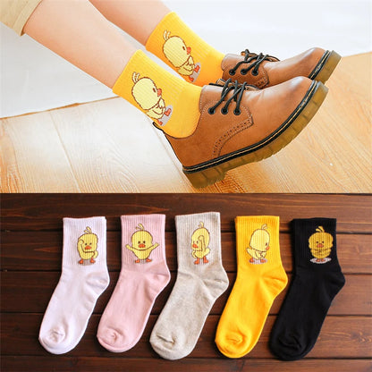 Unisex Cute Cartoon Dancing Yellow Duck Socks