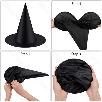 Hanging Black Witches Hats for Halloween Decor