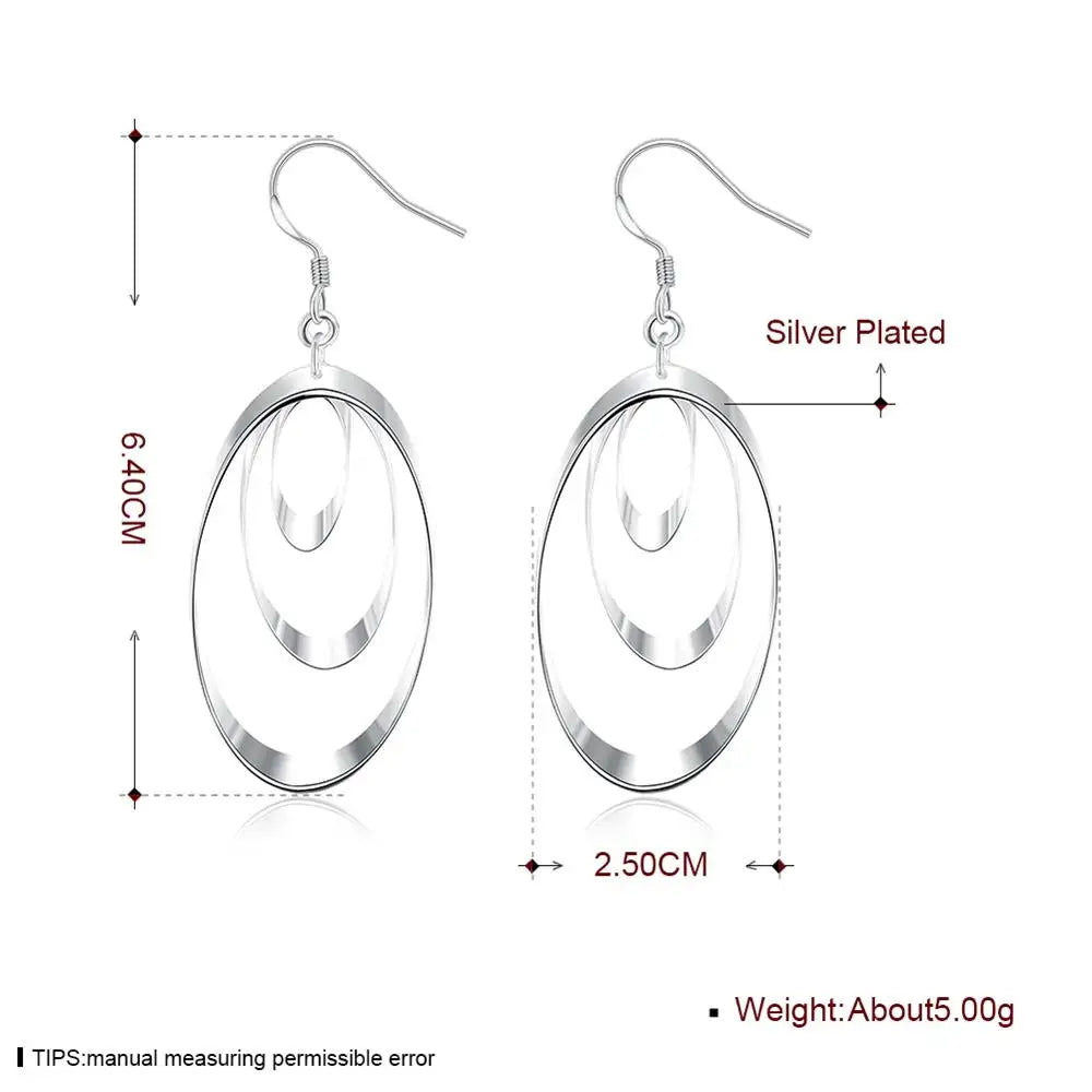 925 Sterling Silver Round Charm Earrings for Women