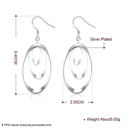 925 Sterling Silver Round Charm Earrings for Women