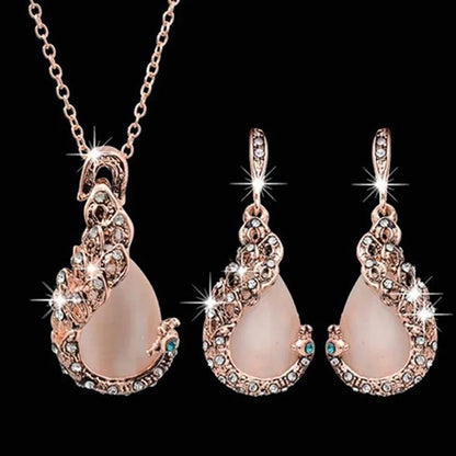 3-Piece Elegant Waterdrop Rhinestone Jewelry Set for Women