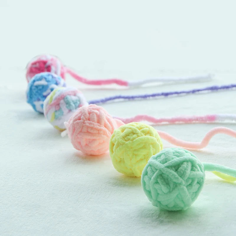 Colorful Yarn Balls with Bell for Cats – Interactive Chew Toy