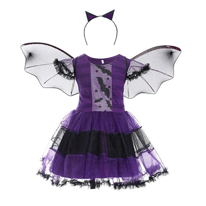 Girls Vintage Gothic Vampire Costume - Tulle Halloween Dress (3-12Yrs)