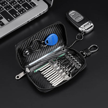 Carbon Fiber Fabric Keychain – Multifunctional Key Organizer