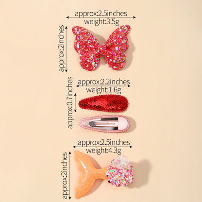 Flower Print Sweet Butterfly Hairpins for Children