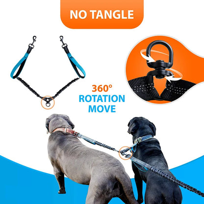 Benepaw Hands-Free Double Dog Leash - Reflective & No Tangle