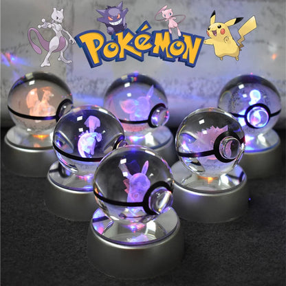 Pokemon 3D Crystal Ball – Pikachu, Gengar & Mew Figurines