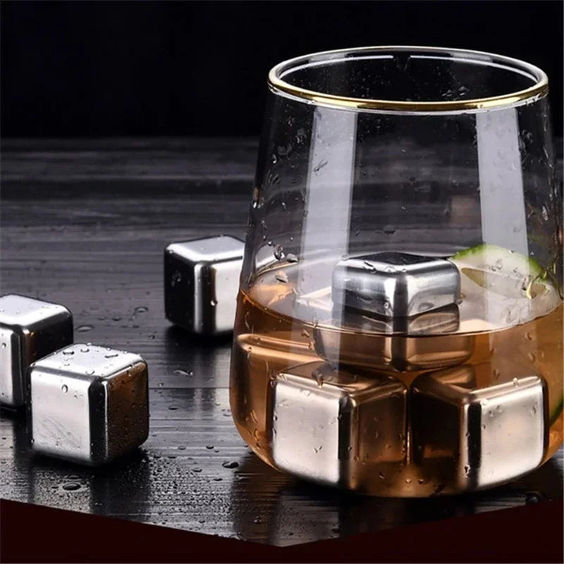 8-Piece Stainless Steel Reusable Ice Cubes Set – Non-Diluting Drink Chillers