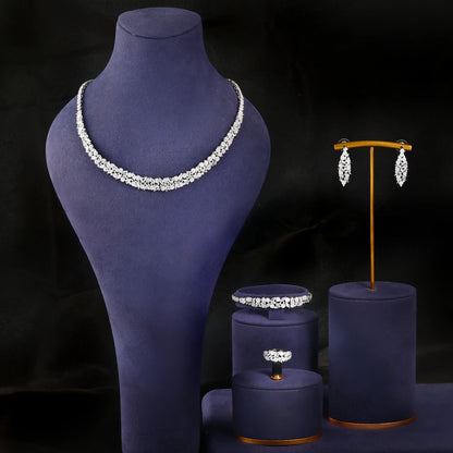 4-Piece Cubic Zirconia Jewelry Set for Women – Elegant Accessories