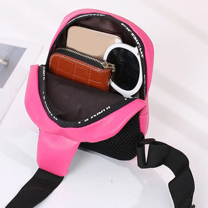 Women’s PU Leather Crossbody Bag - Trendy Chest Bag with Multiple Pockets