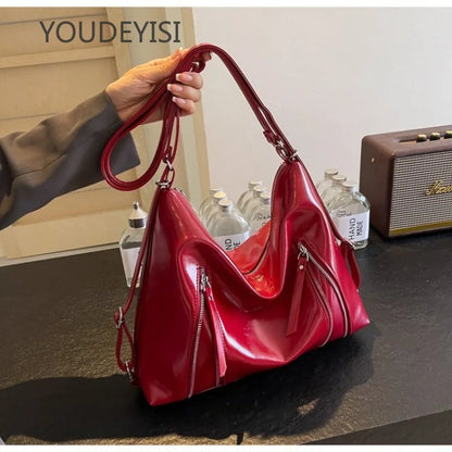 Red & Silver Premium Textured Bag | Versatile Casual Tote