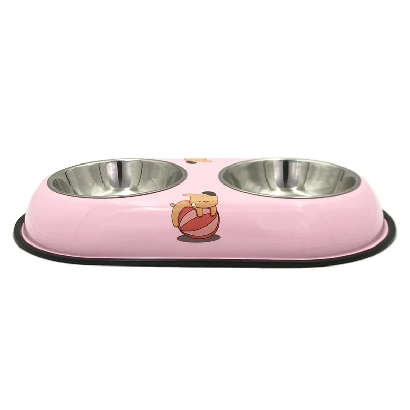 Double Stainless Steel Bowls for Dogs & Cats