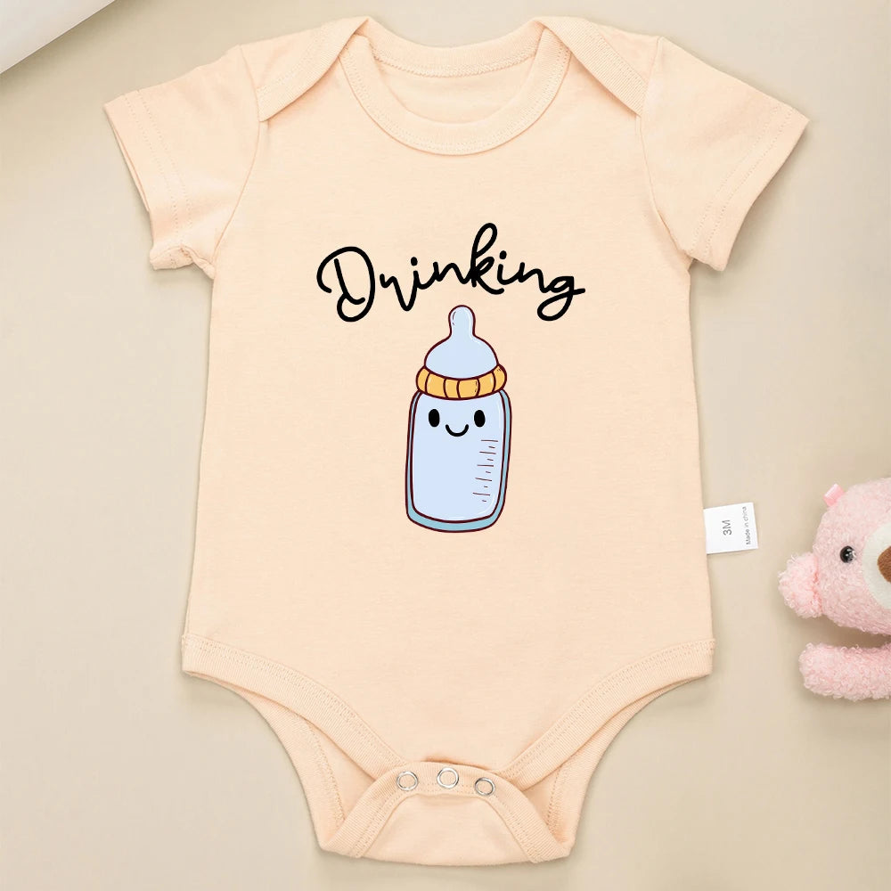 Funny Twin Baby Onesies – Comfy Summer Cotton Pajamas for Newborns