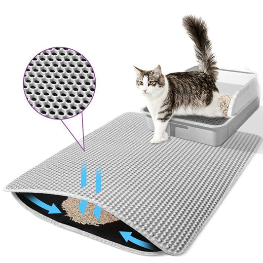 Cat Litter Mat with Double Layer | Waterproof Non-Slip Pet Litter Box Mat