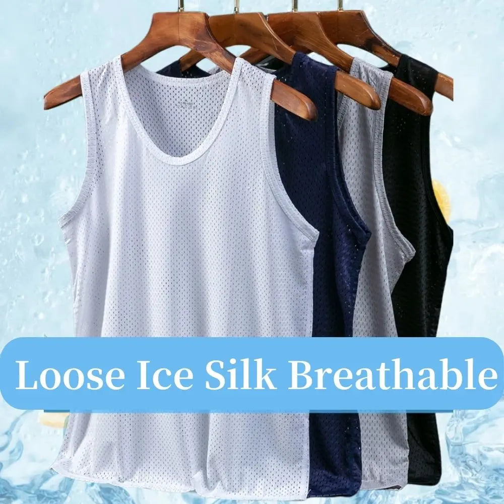 Ice Silk Sleeveless Shirt - Quick-Drying Mesh Tank Top for Men