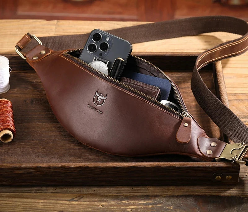 Men's Crazy Horse Leather Belt Bag