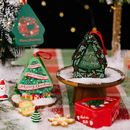 Xmas Tree Shaped Gift Box – Metal Tin Candy & Cookie Box