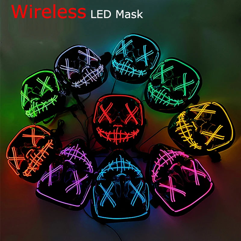 Wireless Neon LED Purge Mask | Glow in the Dark Horror Mask