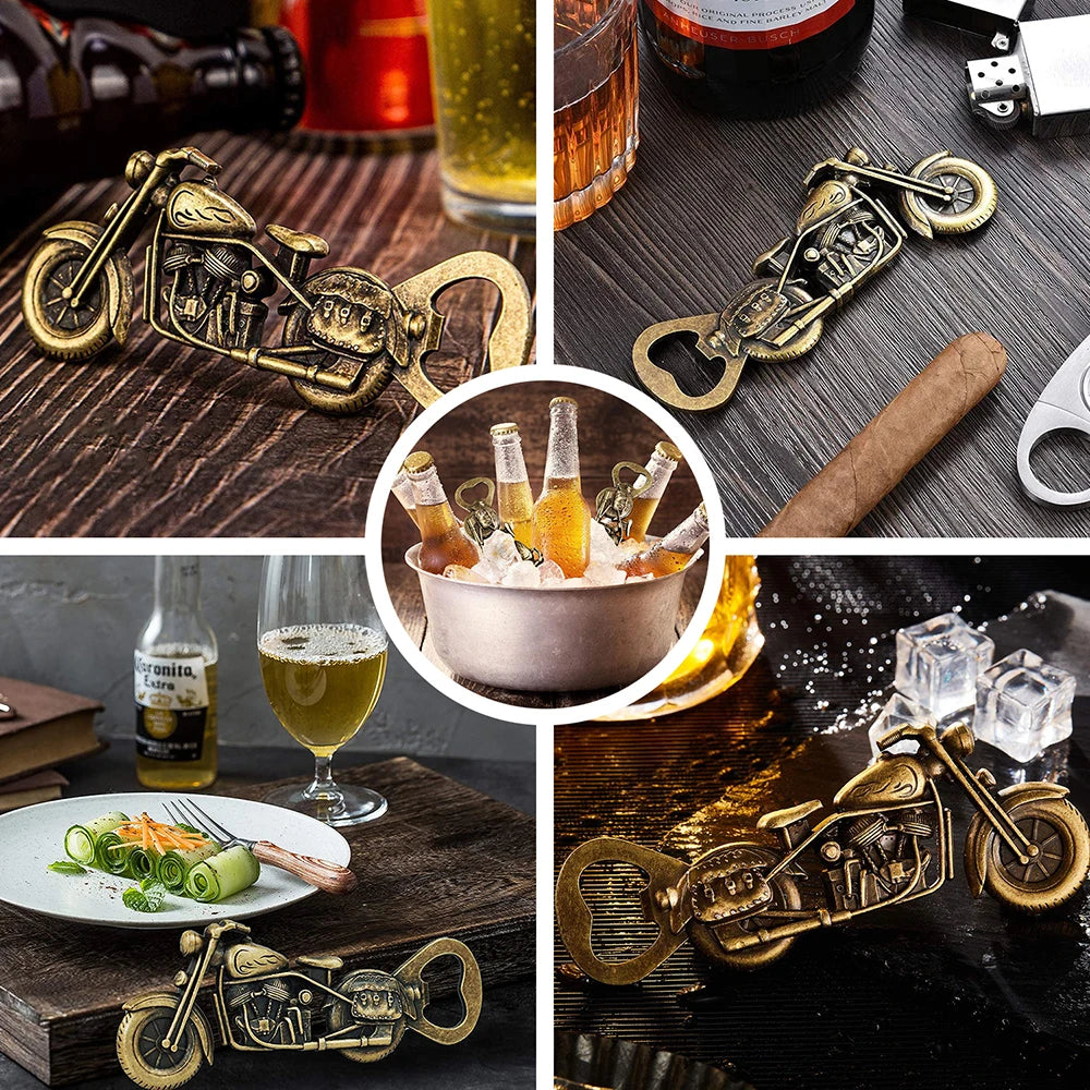 Bronze Motorcycle Beer Bottle Opener – Personalized Gift for Men