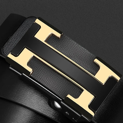 Wide 34mm Men’s Belt - Luxury Genuine Leather with Metal Buckle