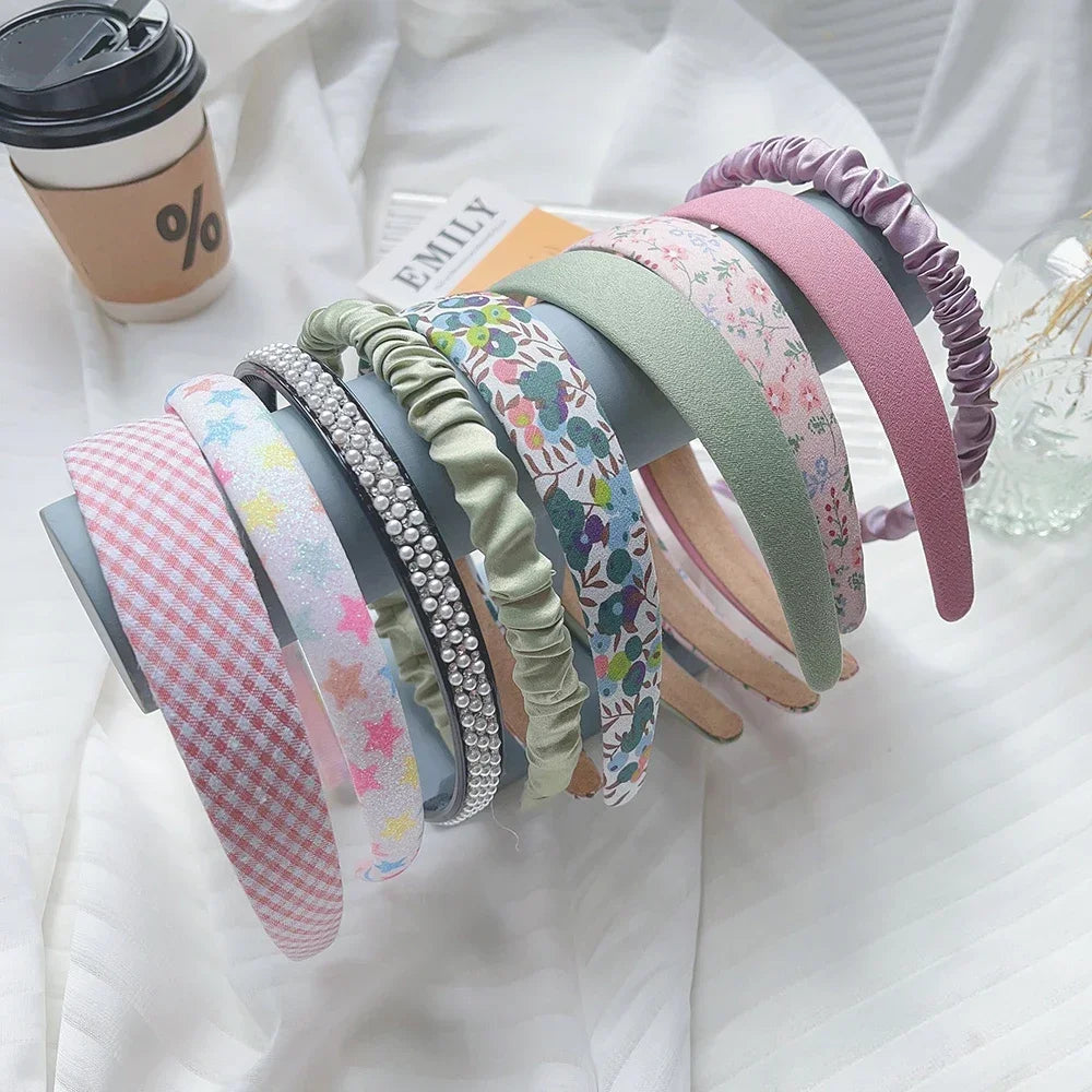 3 pcs Fashion Cloth Hair Bands | Women's Plaid & Imitation Pearl Headbands