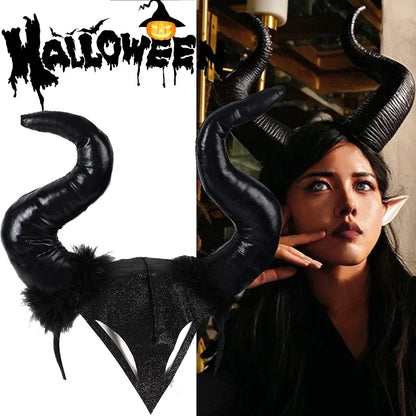 Women’s Halloween Demon Horn Headband Cosplay Witch Evil Queen Accessory