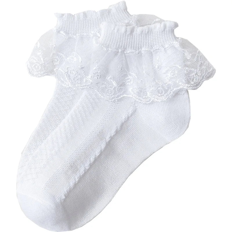 Breathable Cotton Lace Ruffle Princess Mesh Floor Sock