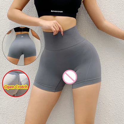 Women’s Open Crotch Leggings | Sexy Zipper Mini Gym Shorts