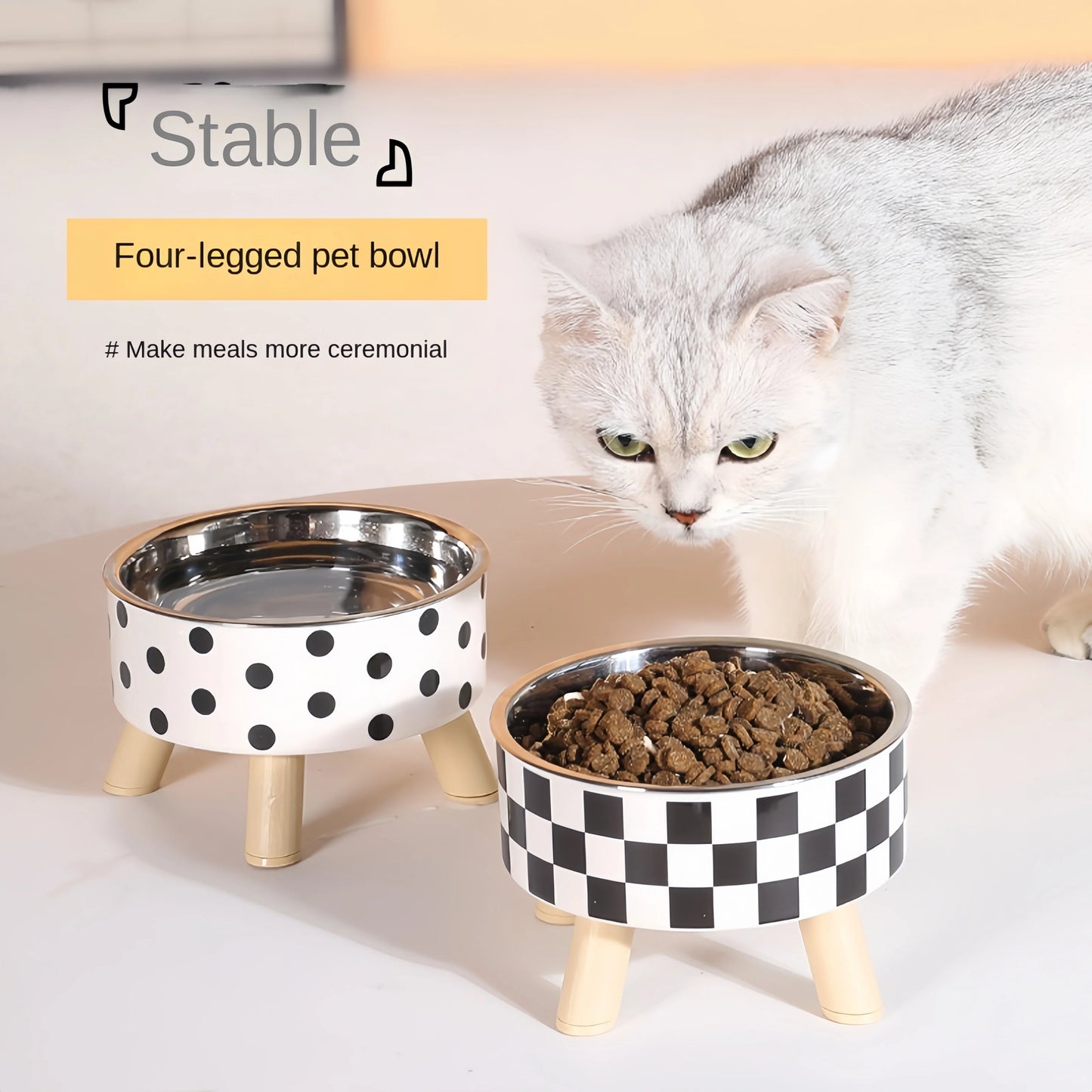 Elevated Cat Feeder Bowl | Anti-Choking Raised Food & Water Dish with Stand