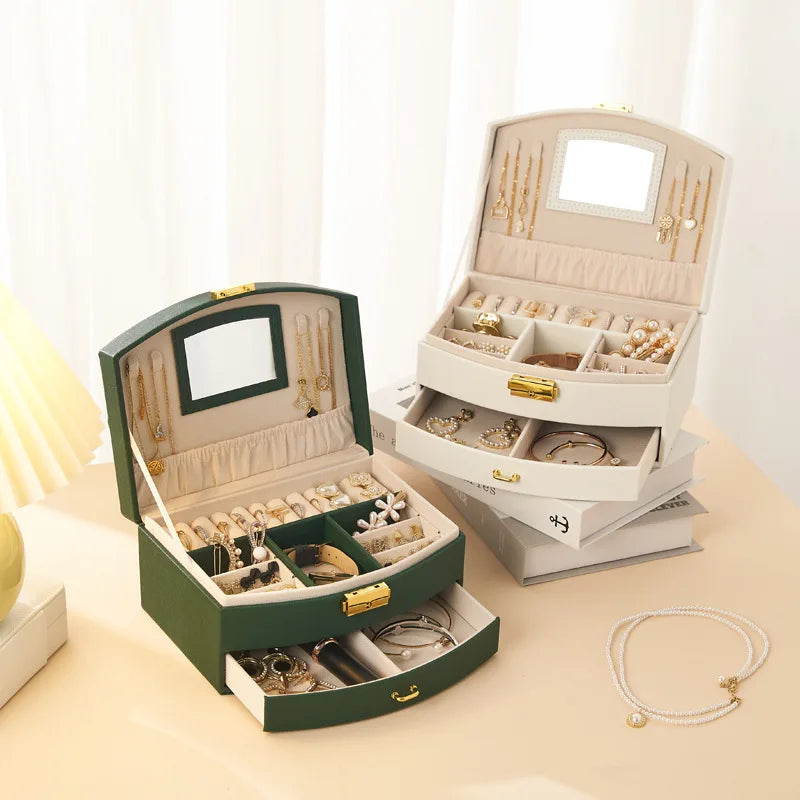 Luxury Handheld Jewelry Box - Multi-Layer Drawer Organizer