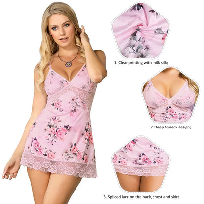 Floral Print Plus Size Nightgown for Women